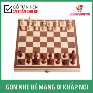 Bộ Cờ Vua Bằng Gỗ + Hộp Đựng Kiêm Bàn Cờ