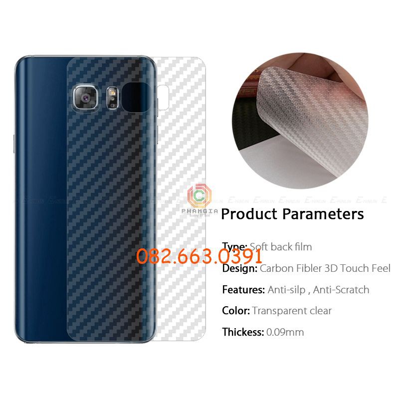 Miếng dán mặt lưng skin carbon Samsung Galaxy A3 2015/ A3 2016/ A3 2017