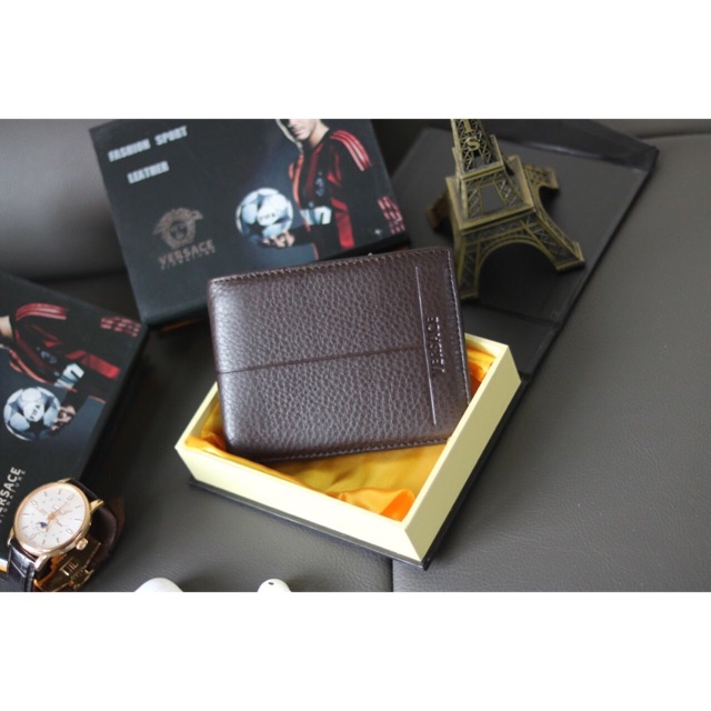 Ví nam versace màu nâu da thật cao cấp fullbox