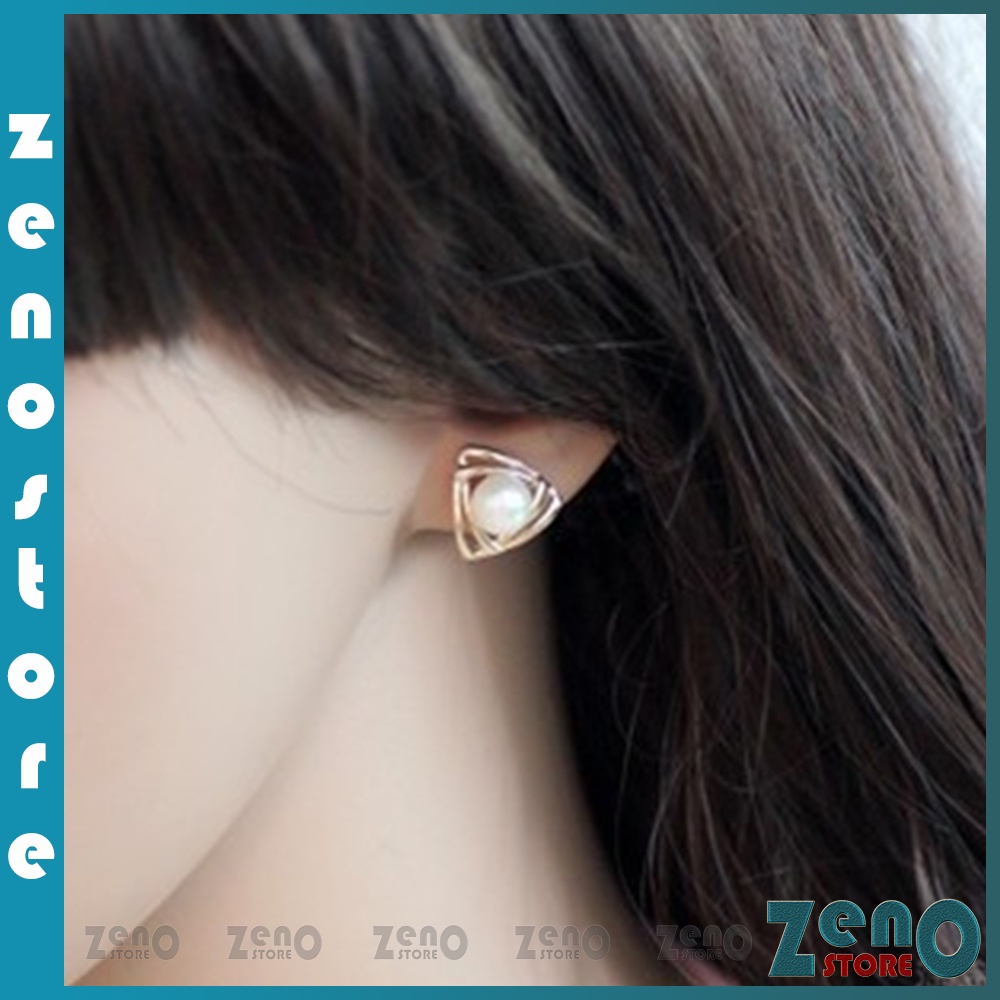 Khuyên tai ZenO bạc S925 KT02, bông tai bạc Ý đính ngọc