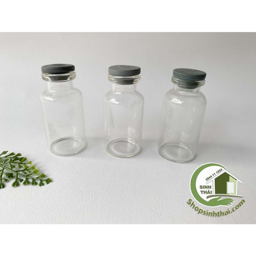 Lọ thủy tinh nắp cao su xám, hũ vừa 4cm x 2cm, chai hũ thủy tinh đựng chất lỏng, tinh dầu, kim tuyến, mỹ phẩm, cườm