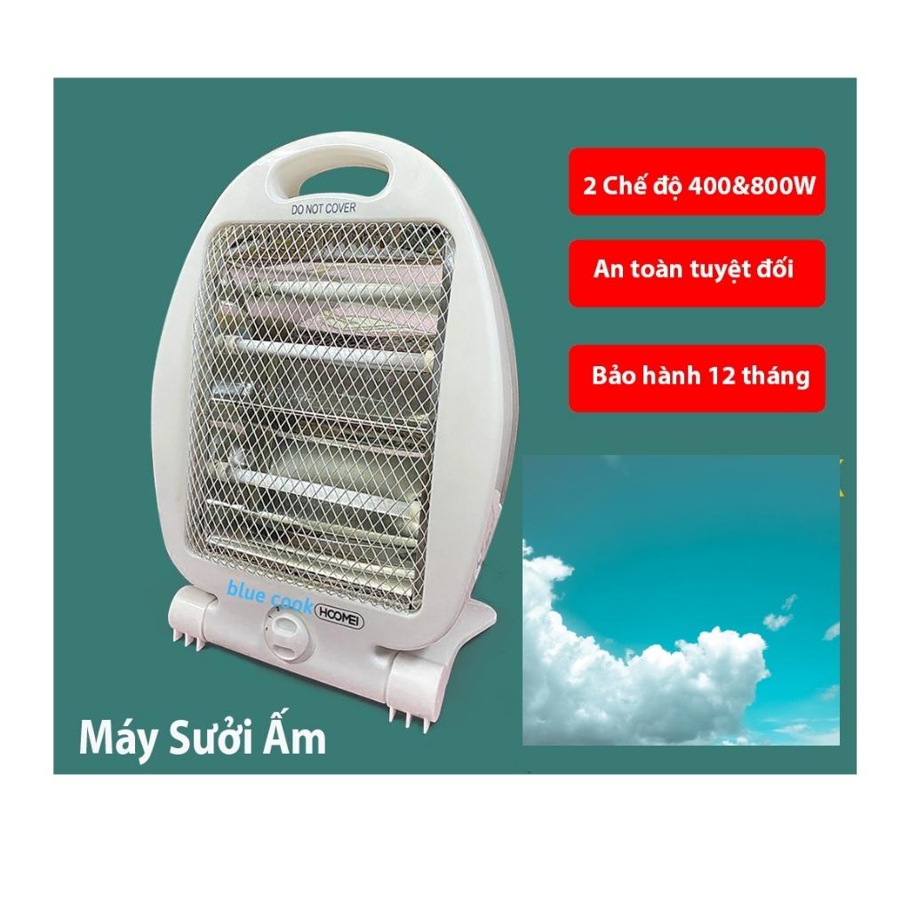 Quạt Sưởi Hồng Ngoại Bluecook, Đèn Sưởi 2 Bóng 800W, Máy Sưởi Hình Cá Tiết Kiệm Điện, Bảo Hành 12 Tháng