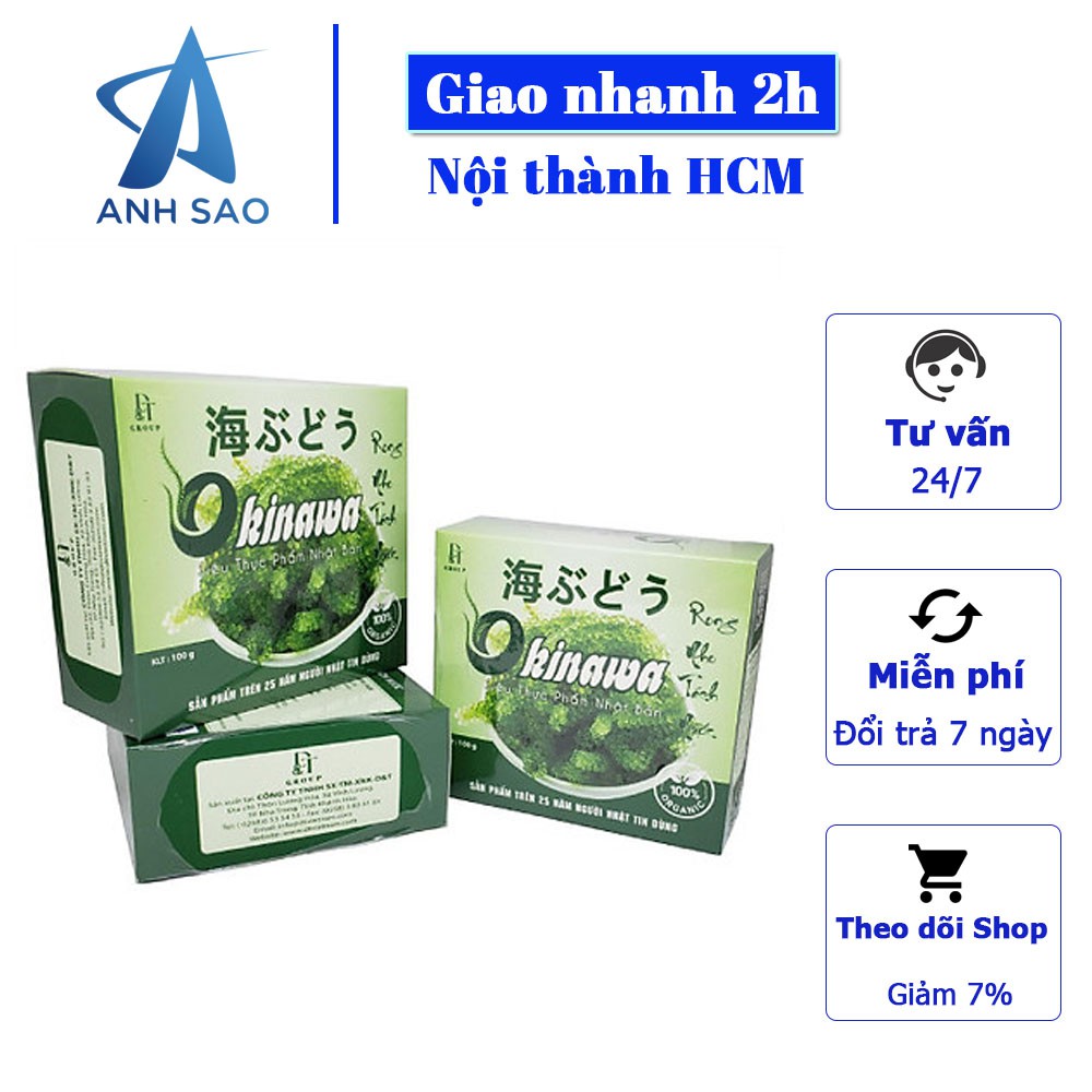 Rong nho khô Okinawa - Hộp 100g (5 gói) - Tặng 1 gói sốt mè Siêu ngon