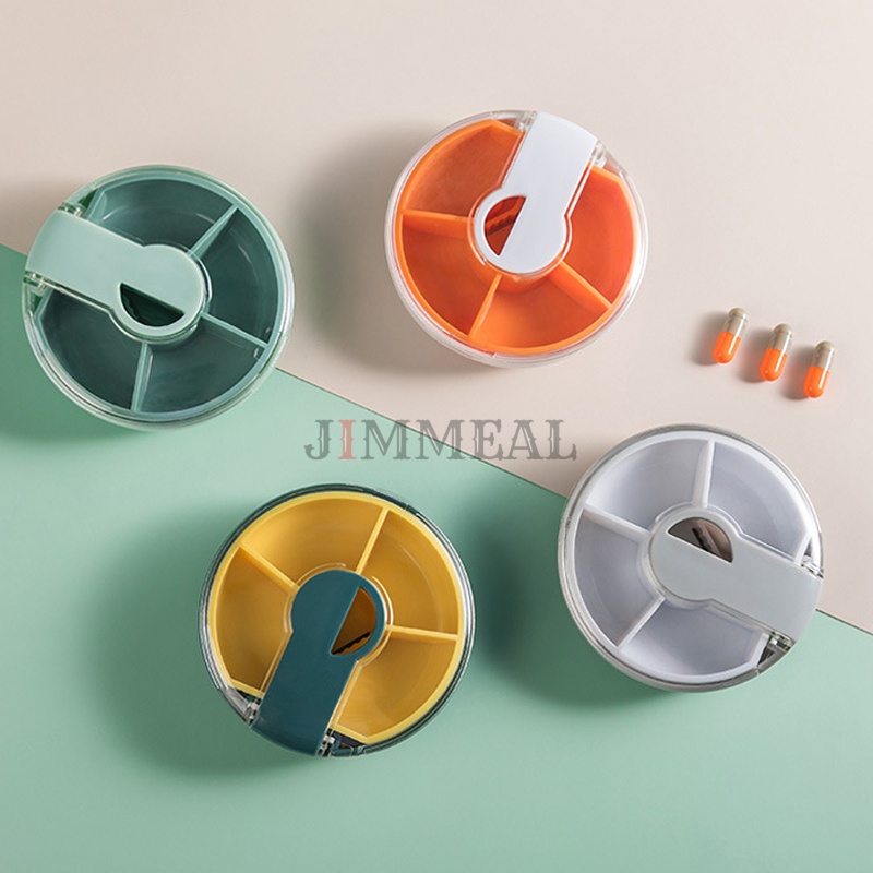 Hộp Đựng Thuốc Mini 4 Ngăn Có Dao Chia Nhỏ Thuốc Chống Ẩm Tiện Dụng Khi Đi Làm, Đi Học, Du Lịch