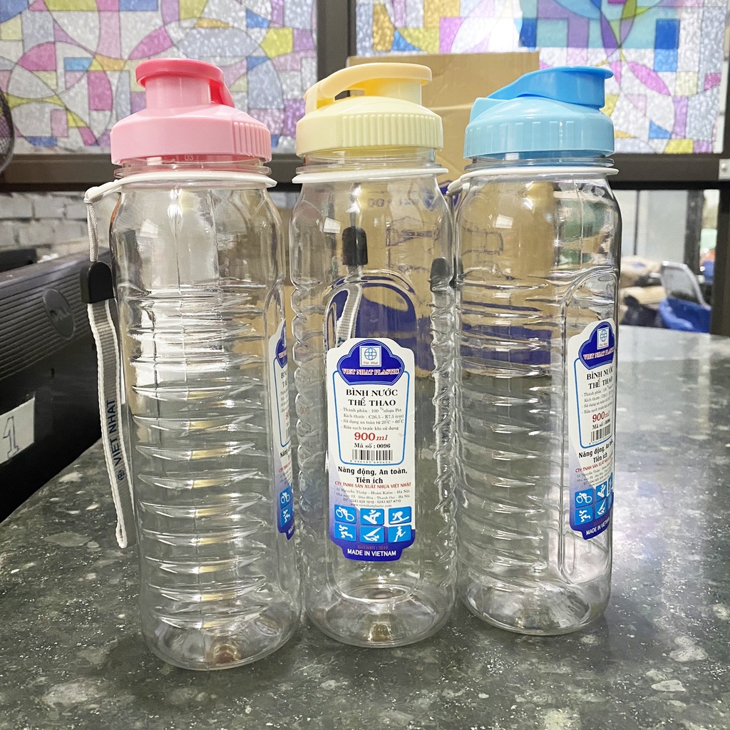Bình nước học sinh chính hãng Việt Nhật 0088/0089/0090 - Bình đựng nước có quai xách 550ml/750ml/900ml (BHS03)