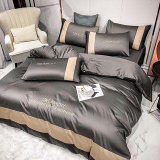 Bộ chăn ga gối lụa Dream citi 60s đẹp lung linh(ib báo size giường cho shop)