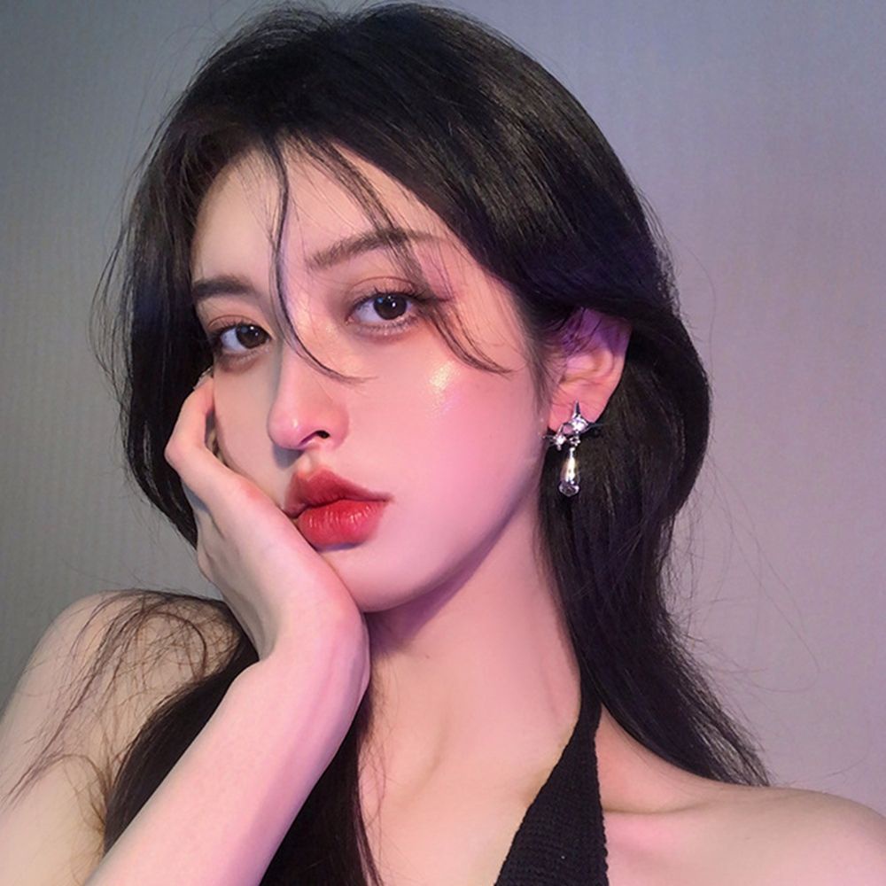 Bông Tai Hình Giọt Nước / Ngôi Sao Bằng Hợp Kim Đính Đá Nhiều Màu Thanh Lịch Cho Nữ