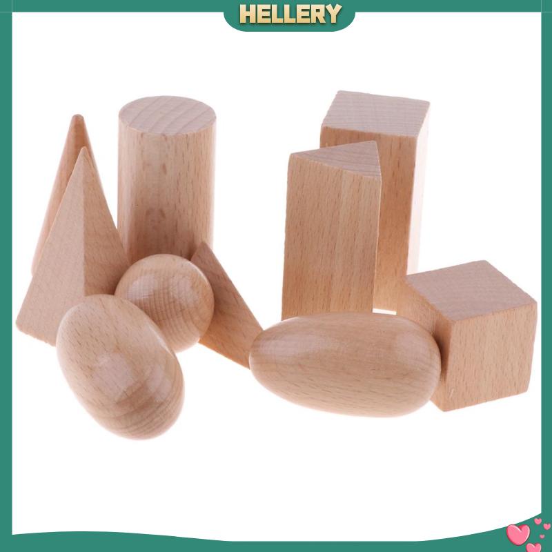 Bộ 10 Khối Gỗ Hình Học 3D Đồ Chơi Cho Bé
