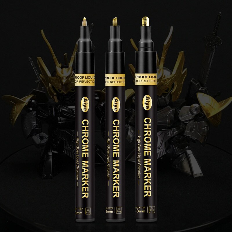 Bút marker dạng lỏng chrome mạ tráng gương màu vàng bạc phản quang chống nước DIY