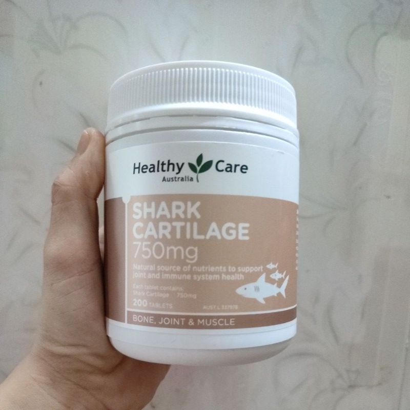 Viên uống Shark Cartilage 750mg Sụn Vi Cá Mập Healthy Care 200 viên - Hỗ trợ xương khớp sụn cá mập