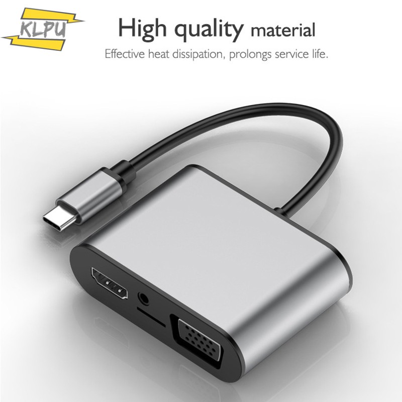 Bộ Chia Cổng Type-C Sang Hdmi Vga Pd Usb3.0 Usb2.0 Cho Laptop / Chuột Máy Tính