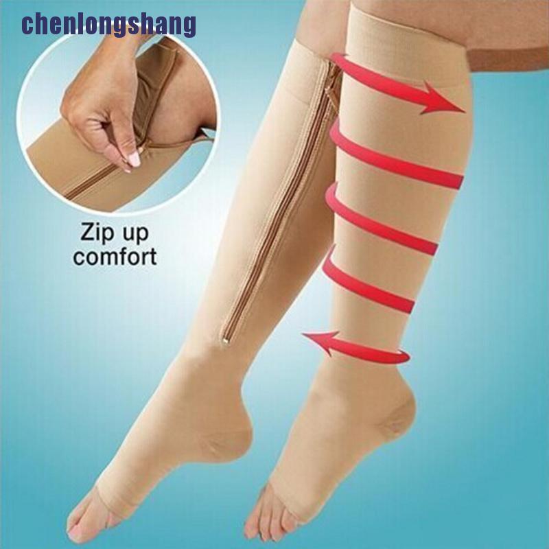 1 Đôi Vớ Nén Hở Ngón Chân Có Khóa Kéo Giảm Đau