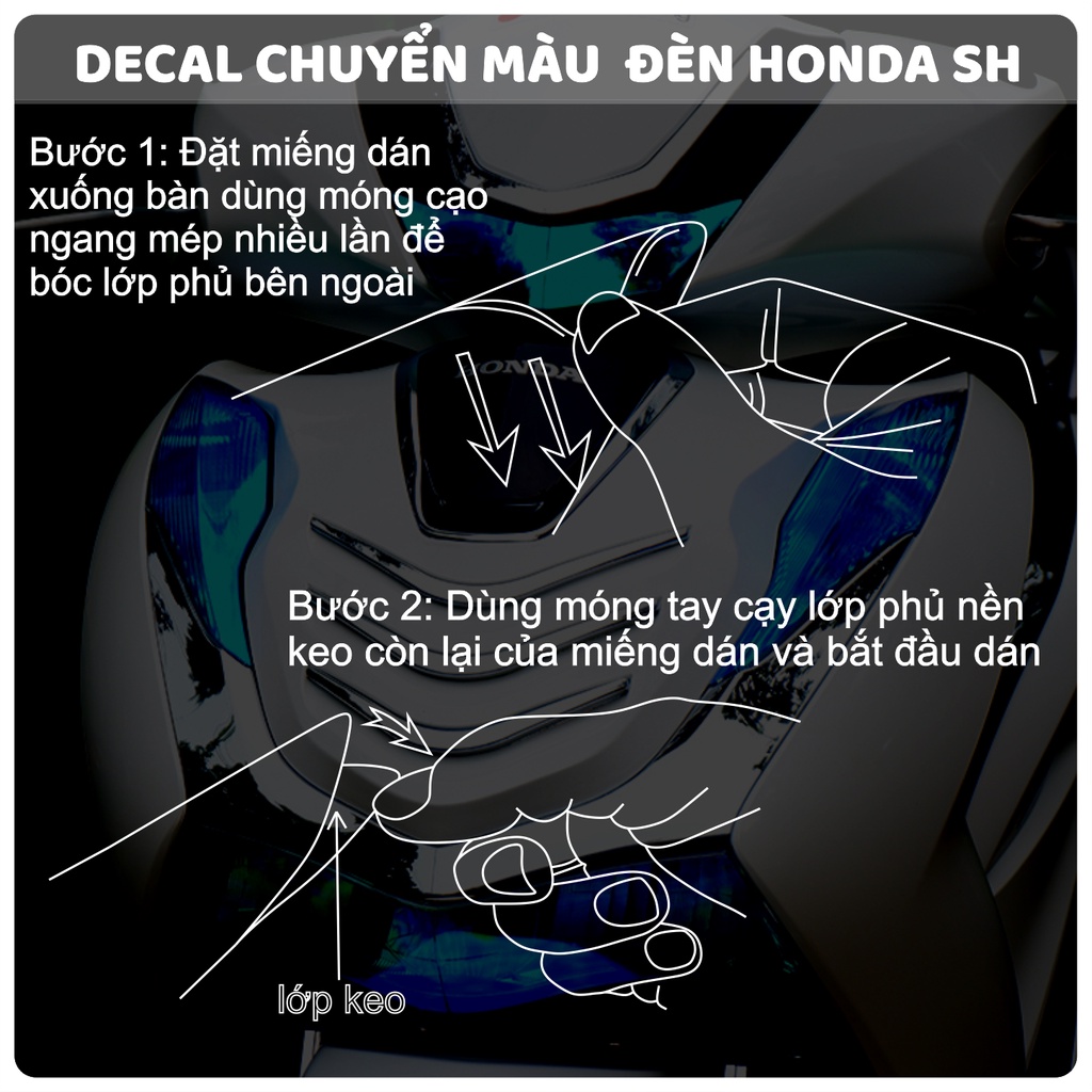 Decal  đổi màu đèn xe SH 2020 - 2023 bảo vệ đèn xe Honda Sh pvc 3 lớp