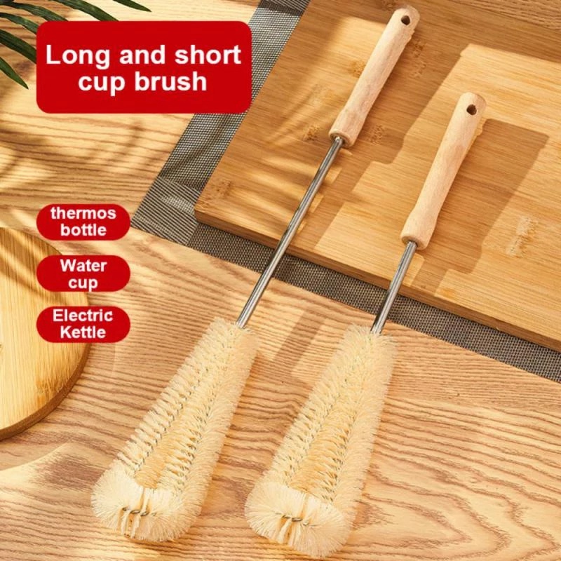 Cọ Vệ Sinh Bình Thủy Tinh / Bình Sữa Tay Cầm Gỗ Có Thể Thu Gọn