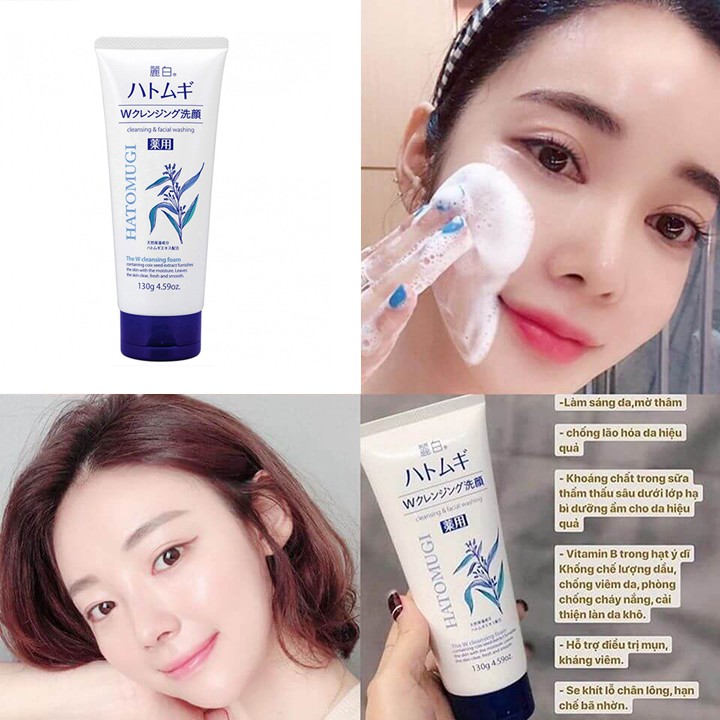 Sữa Rửa Mặt Trắng Da Hạt Ý Dĩ Hatomugi Cleansing & Facial Washing 130g