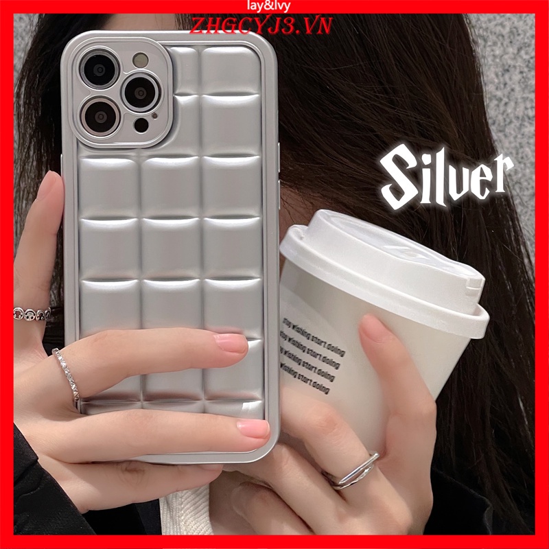 Ốp Điện Thoại Silicon IMD Mềm Hình Vuông Màu Trắng Đen Dễ Thương Cho IPhone 13 13 ProMax 12 12ProMax 11 11Promax XS Max XR