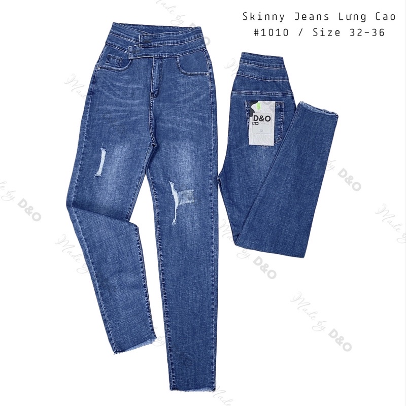 [Size 32-36] Quần Jeans Lưng Siêu Cao 2 Nút / Dài Tôn Dáng Gọn Bụng / Co Giãn Mạnh