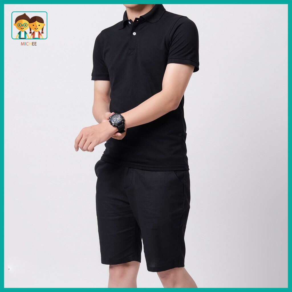 Áo Thun Nam màu trơn Cổ Bẻ Ngắn Tay chất Cotton dáng ôm body cao cấp | BigBuy360 - bigbuy360.vn