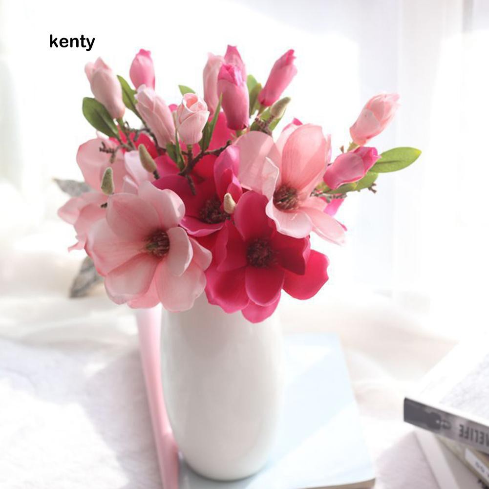 KT★1 Pc Artificial Magnolia Fake Flower Bud Bridal Wedding Home Cafe Store Decor