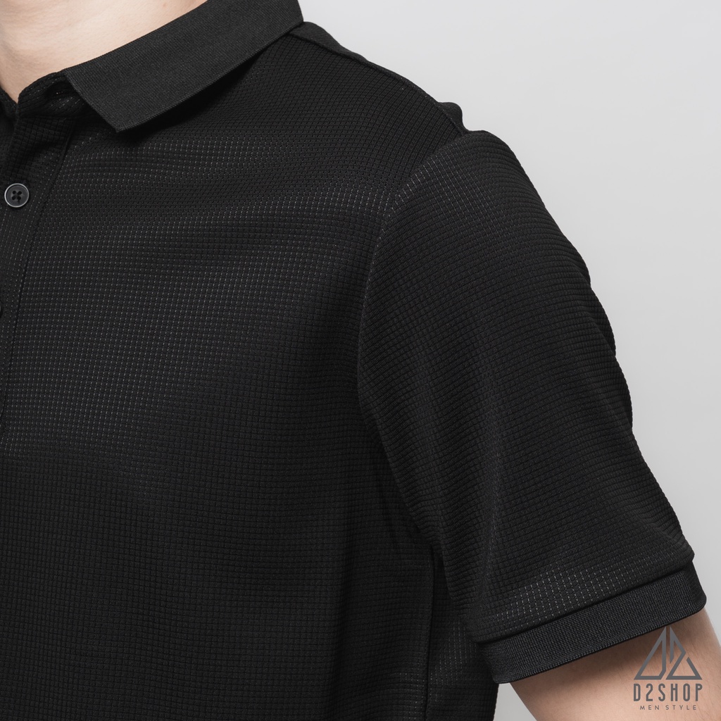 Áo thun polo nam D2shop, áo polo nam dệt kim, màu đen