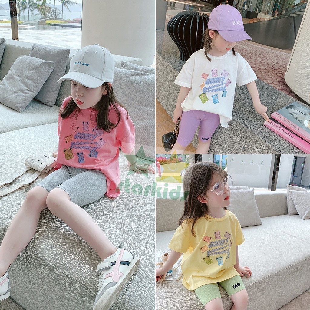 BỘ THUN IN GẤU BÉ GÁI