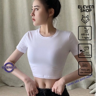 Áo thun trơn cổ tròn, ôm body siêu tôn dáng, quyến rũ, vải cotton co giãn 4 chiều