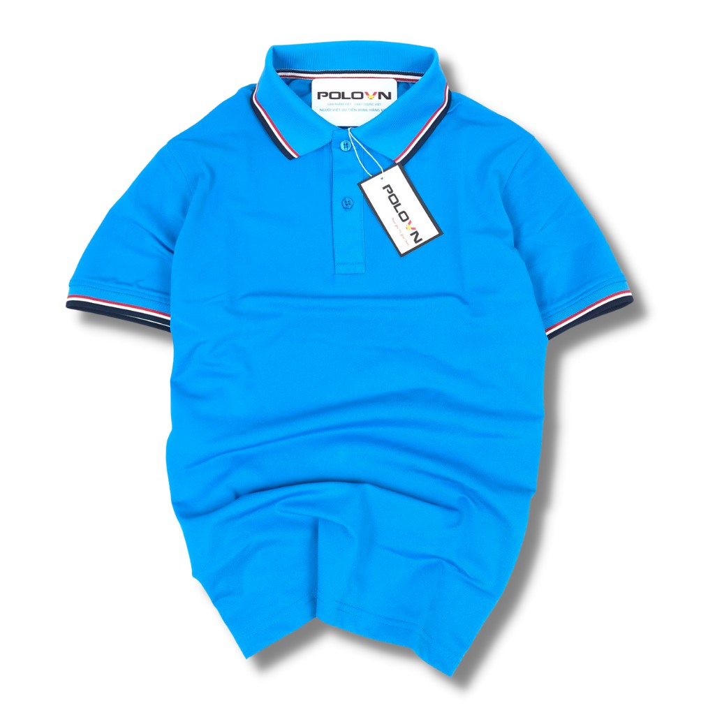Áo thun Polo nam cổ bẻ Basic màu Xanh Dương  Phối Viền , vải cá sấu - không xù lông, không ra màu, thấm hút mồ hôi | BigBuy360 - bigbuy360.vn