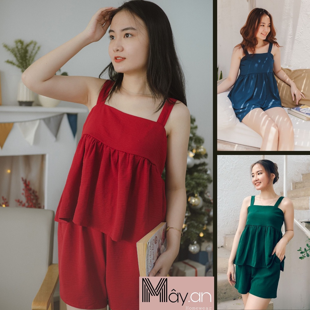 Đồ mặc nhà MÂY đũi áo baby doll quần ngắn