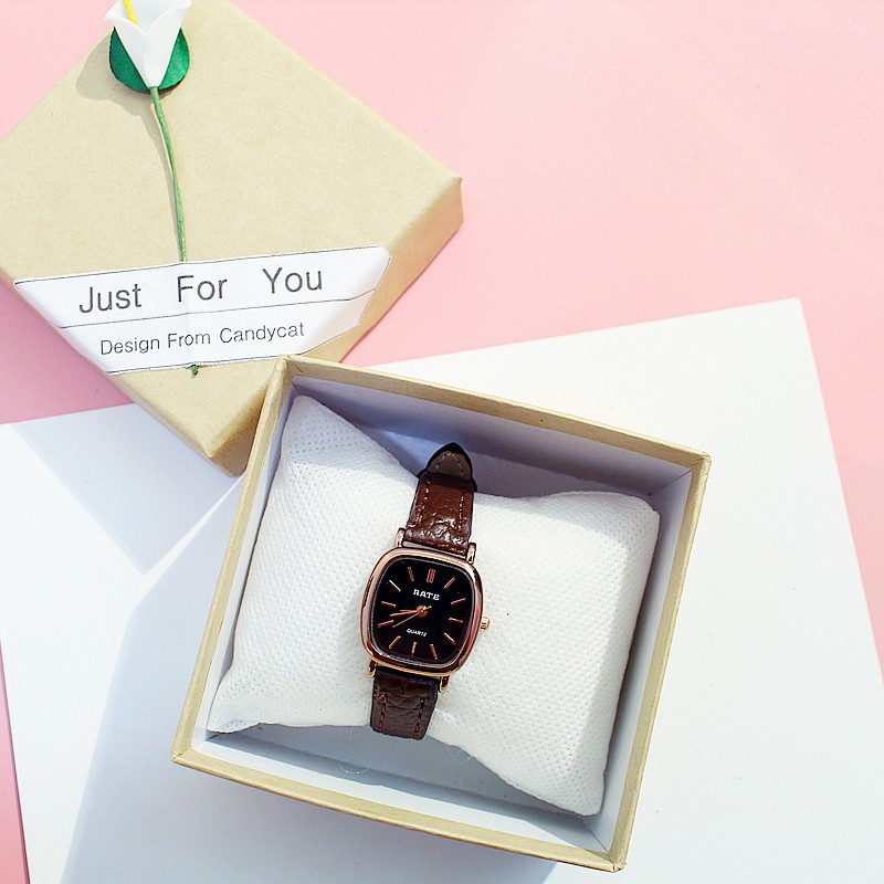 Đồng hồ thời trang nữ Rate mặt chữ nhật cực đẹp, dây da mềm đeo êm tay | BigBuy360 - bigbuy360.vn