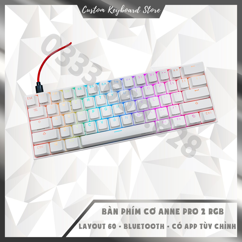 Bàn Phím Cơ 60% Anne Pro 2 - Led RGB 16.8tr Màu - Bluetooth 4.0 - App Tùy Chỉnh Cực Xịn