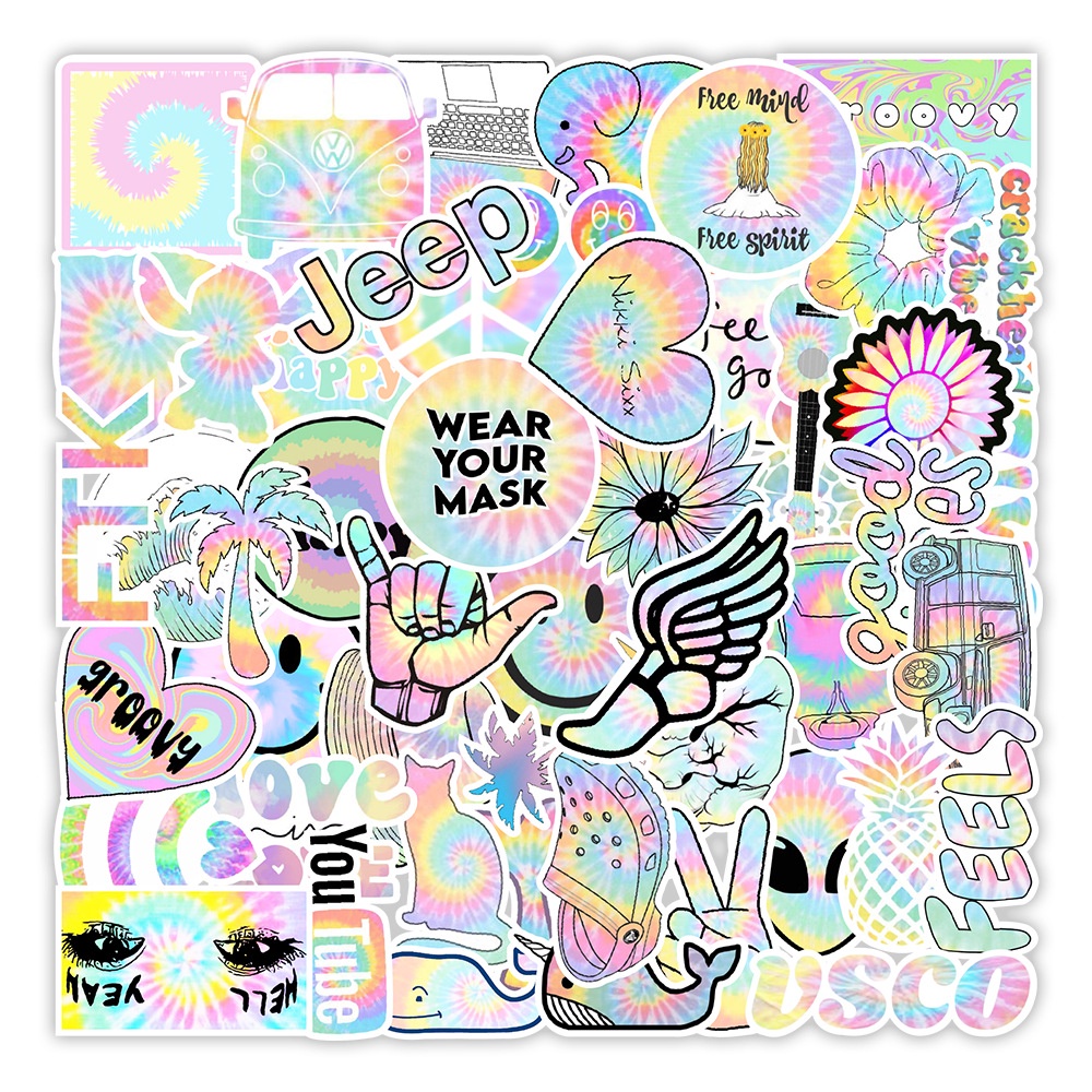 Set 20 sticker hình dán neon, graffiti chống nước dán sổ tay, bình nước, vali, mũ bảo hiểm, xe máy, ván trượt siêu hot
