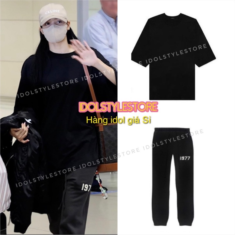 Áo thun và quần jogger 1977 như Lisa Blackpink tại sân bay