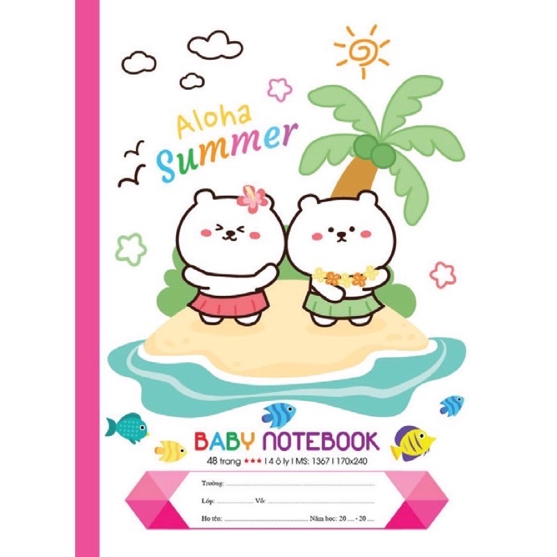 VỞ 4 Ô LY HẢI TIẾN 48 TRANG BABY CAO CẤP