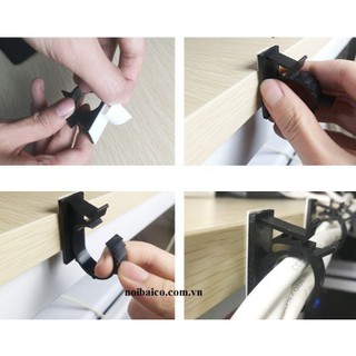 Kẹp cố định dây có băng keo 3M, miếng dán đi dây điện
