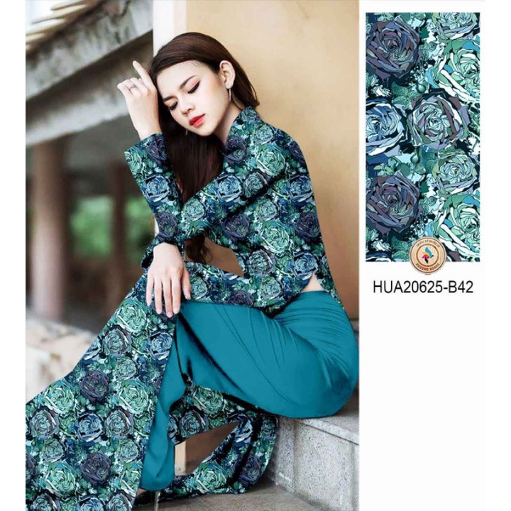 Vải áo dài hoa hồng cực sang