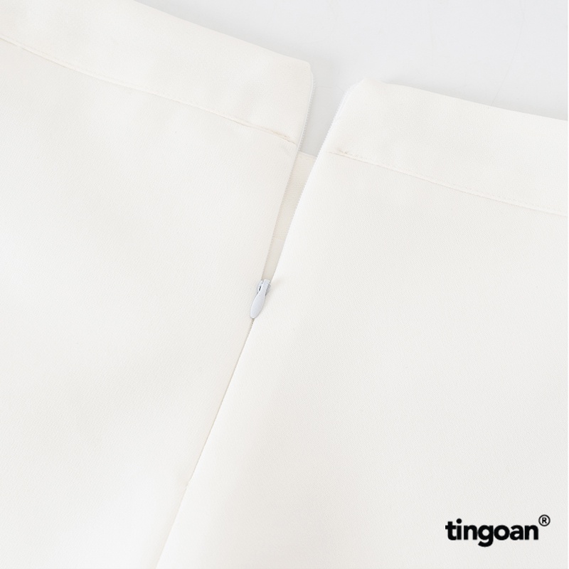 TINGOAN® - Quần short trắng cạp cao 2 lớp đính cườm tingoan LINDSAY SHORTS/WH