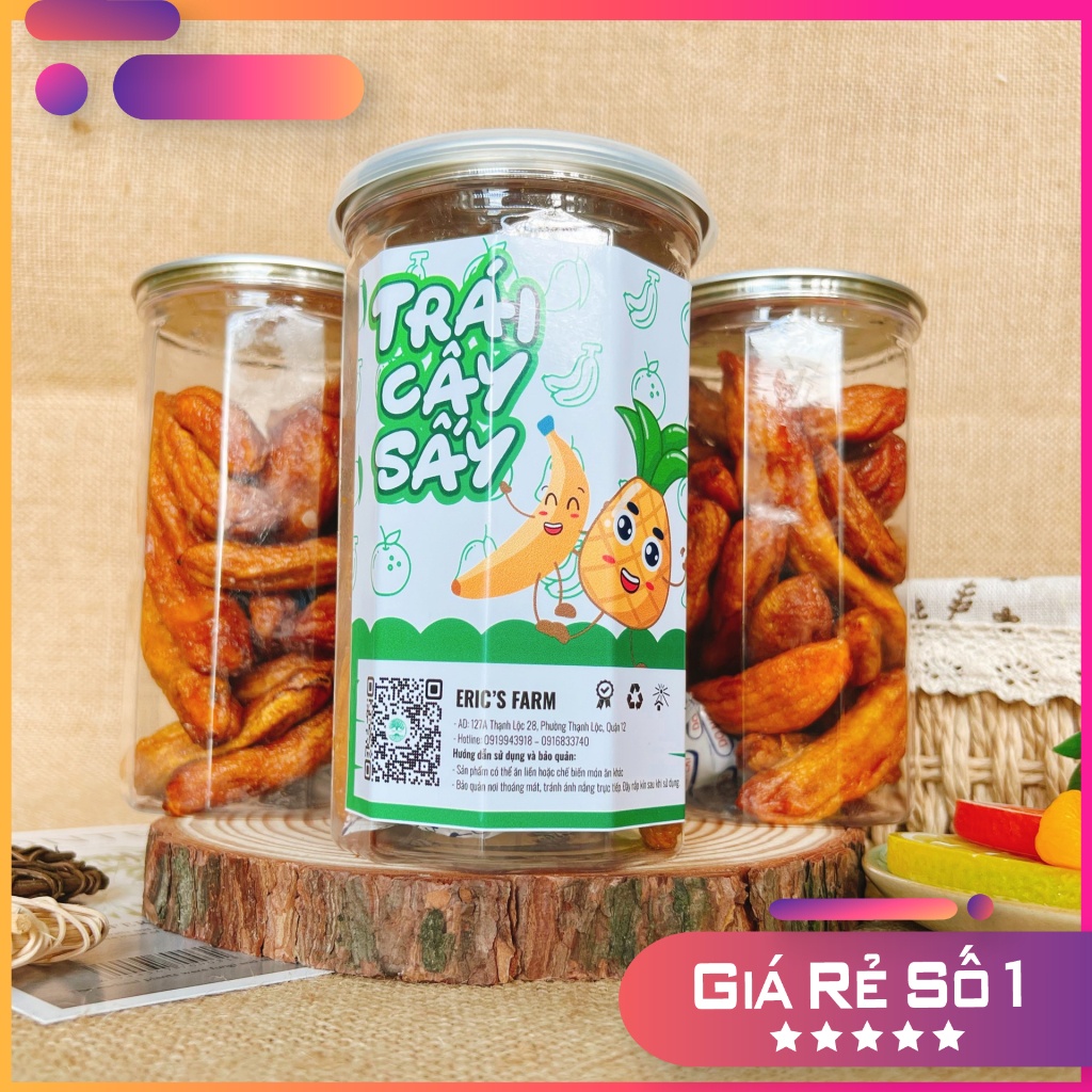 Chuối sấy dẻo Eric's Farm 450g, không đường, dẻo ngọt, ăn vặt Sài Gòn giá rẻ