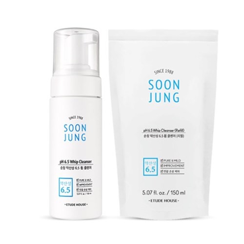 Sữa Rửa Mặt Etude PH 6.5 Làm Sạch Da Hiệu Quả SoonJung pH 6.5 Whip Cleanser Refill 150ml
