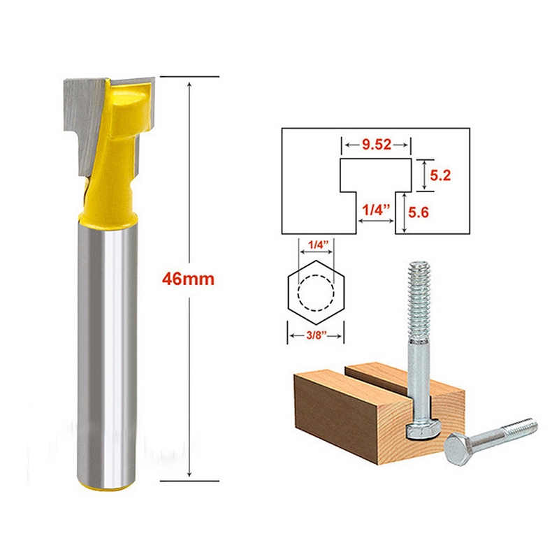 Mũi Phay Gỗ 3 / 8 '' Hình Chữ T Kích Thước 1 / 4 "