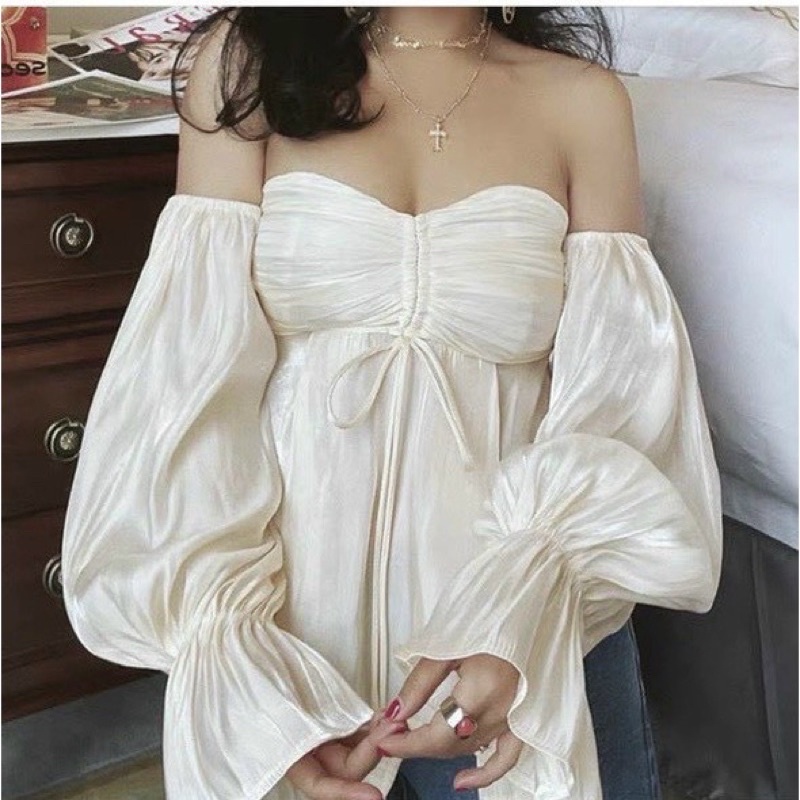 Áo peplum tay loe cúp ngực