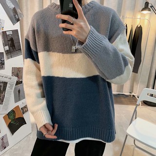 [ XẢ KHO BÁN LỖ] Áo len nam hàn quốc cổ tròn form áo rộng phối màu độc lạ đẹp