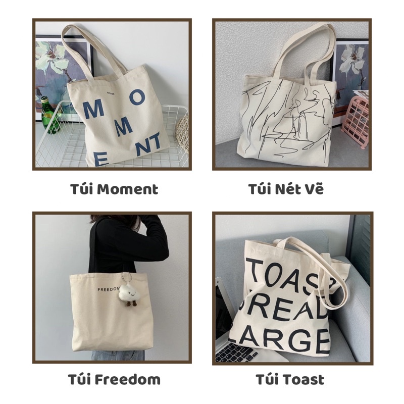 TÚI TOTE TÚI VẢI CANVAS PHONG CÁCH UlZZANG VINTAGE HÀN QUỐC CÓ KHOÁ KÉO MẪU MỚI 2022