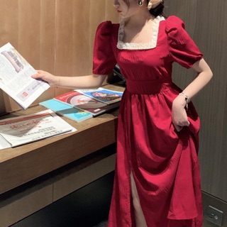 Váy cổ vuông xẻ tà cổ đính sang trọng 💃💃💃 Hàng order