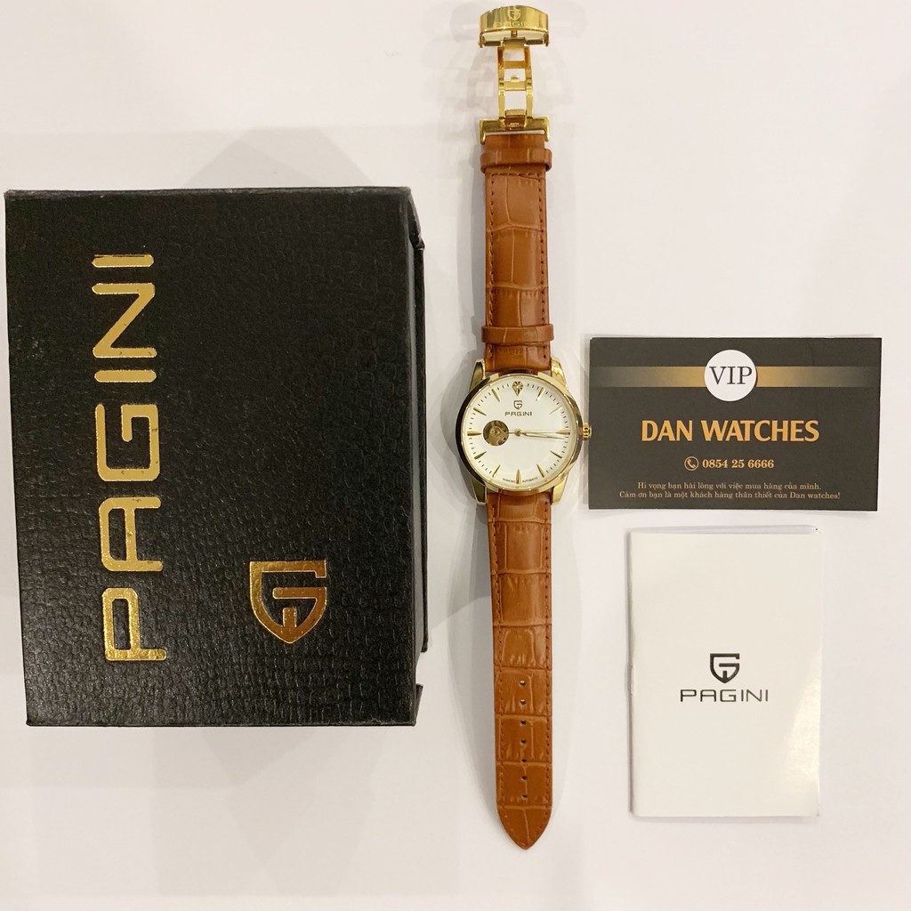 Đồng Hồ Nam PAGINI Chính Hãng Lộ Máy PA9988 Dây Da Cao Cấp Thoáng Khí, Kim Dạ Quang Ban Đêm - Full Box Bảo Hành 12 Tháng | BigBuy360 - bigbuy360.vn