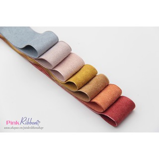 Ruy băng da lộn HQ cỡ 38mm, dùng làm phụ liệu may mặc, phụ kiện tóc, thời trang, nơ bờm, bó hoa