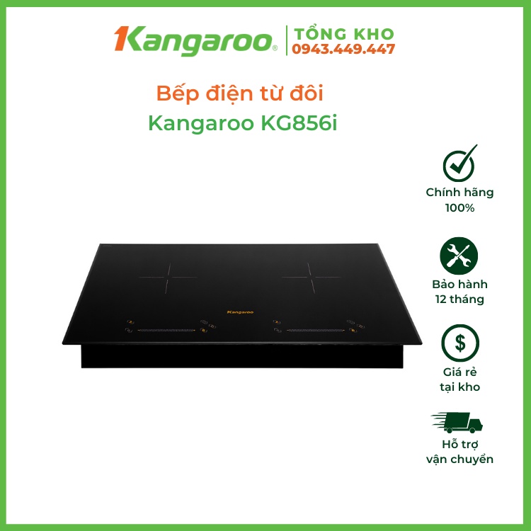Bếp điện từ đôi lắp âm Kangaroo KG856i, công suất 4000W, sản xuất tại Thái Lan