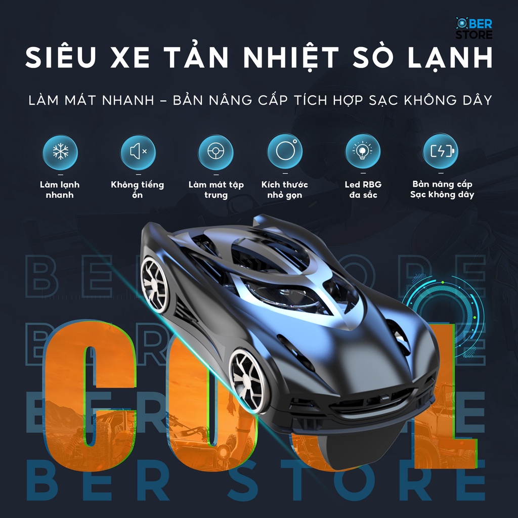 Quạt tản nhiệt điện thoại sò lạnh Ber Super Speed JS49 chơi game làm mát bằng chip bán dẫn IOS Android led RGB