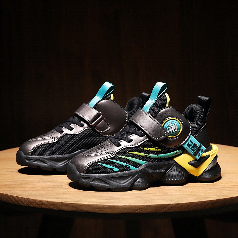 Giày thể thao đế dày phối lưới thoáng khí thời trang mùa thu 2021 cho bé trai