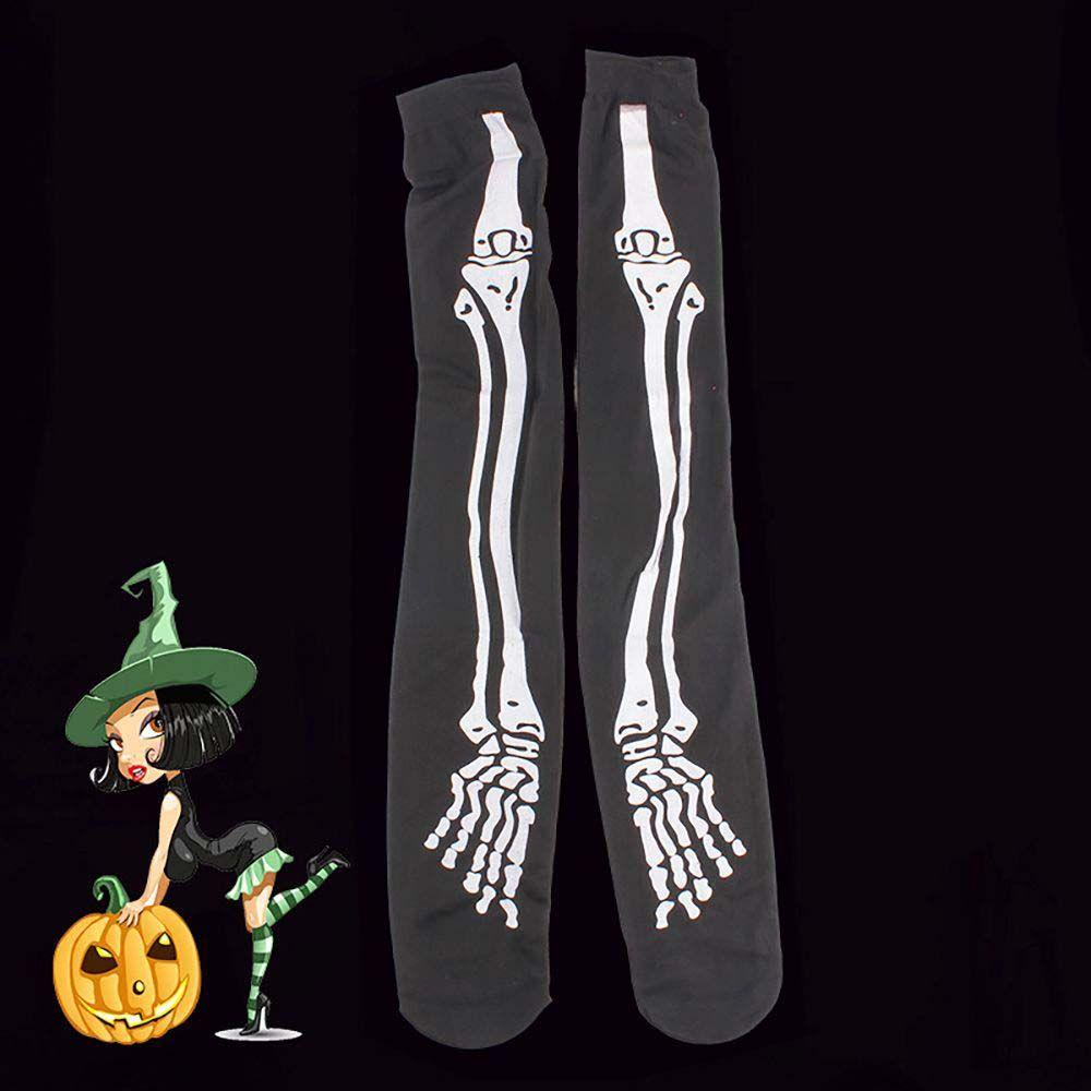 IVORY Tất Có Khóa Kéo Hoạ Tiết Bộ Xương Hóa Trang Halloween