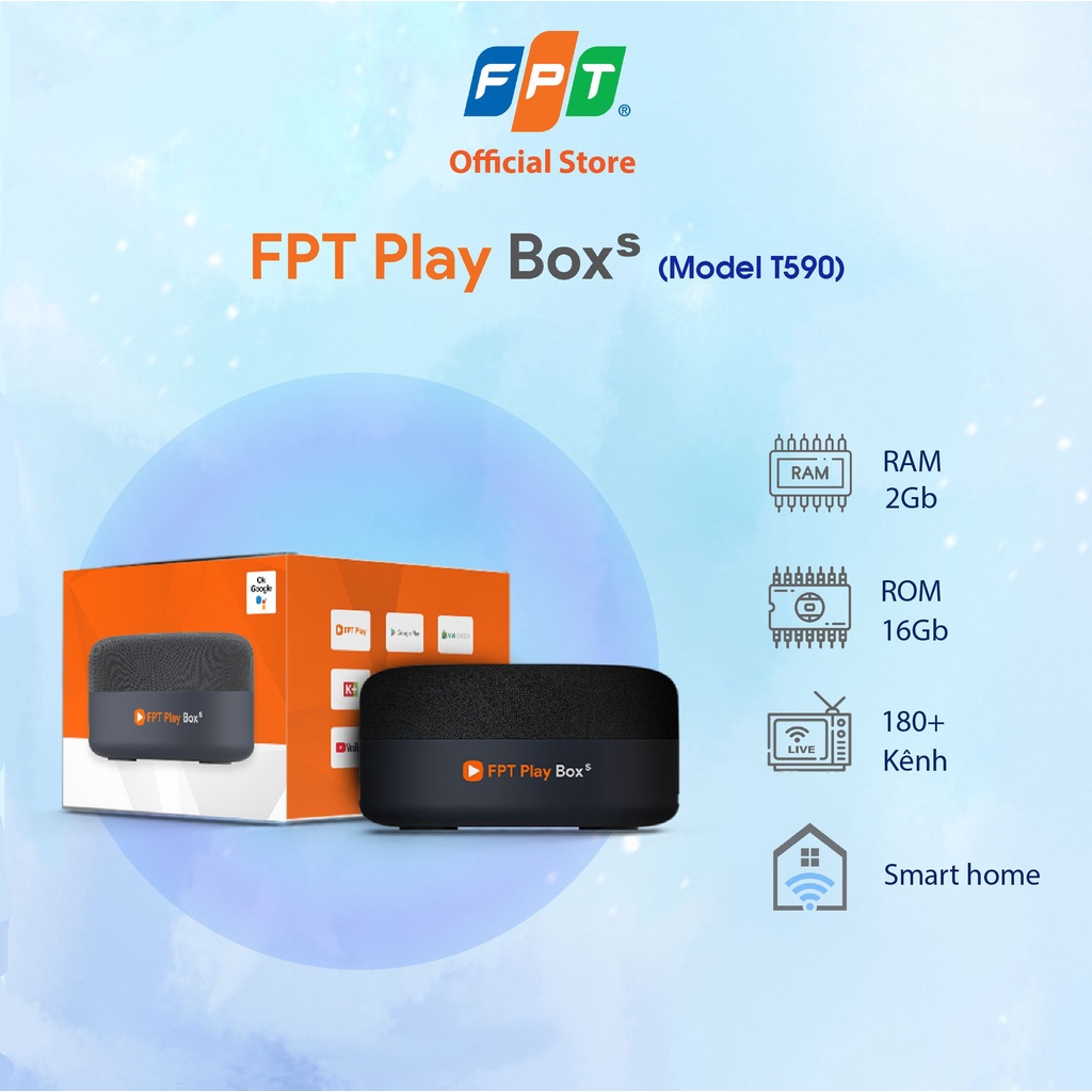 FPT PLAY BOX S Model T590 RAM 2GB AndroidTV Box 4K Kết Hợp Loa KHÔNG TRẢ PHÍ HÀNG THÁNG